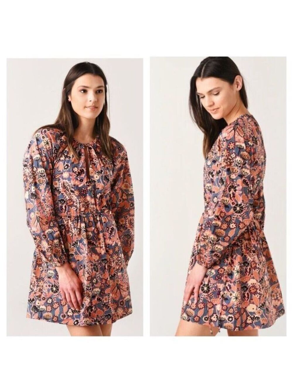 A.L.C. Floral Print Long Sleeve Wedding Guest Dress Fall Cotton Size 4 or S